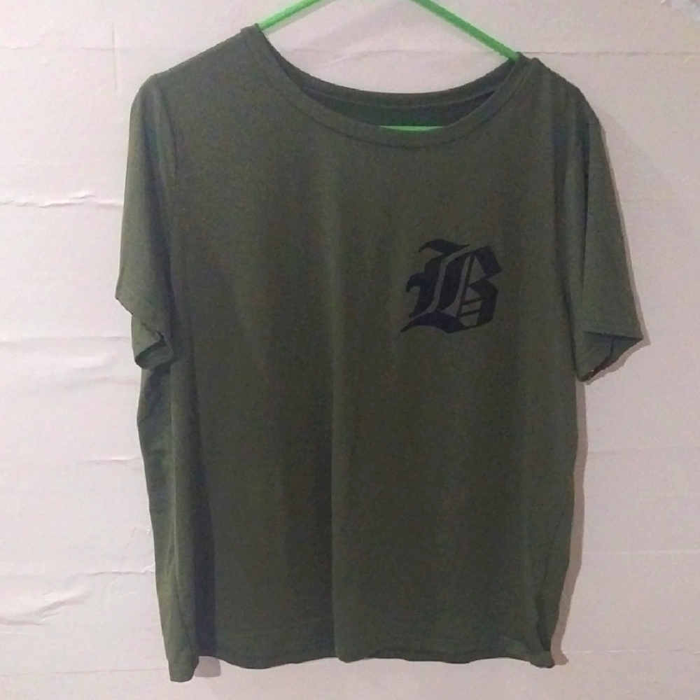 Green T-Shirt with Black Lettering EUC